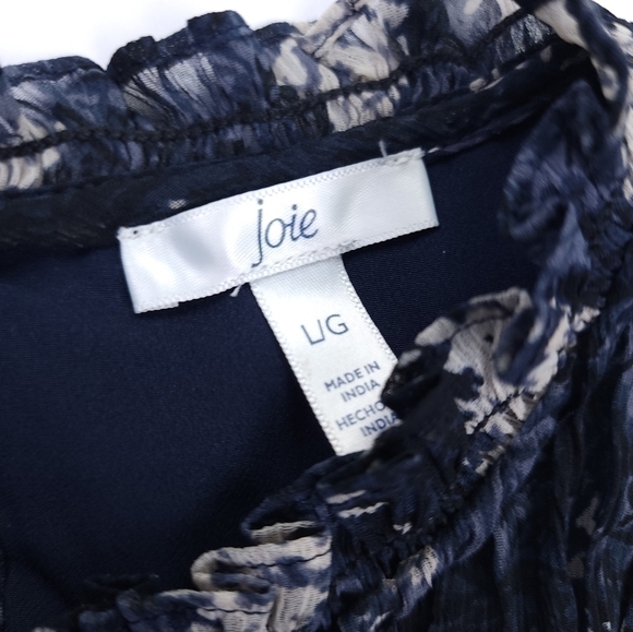 New Joie Blue Beige Patterned Dress Size L - Picture 10 of 15